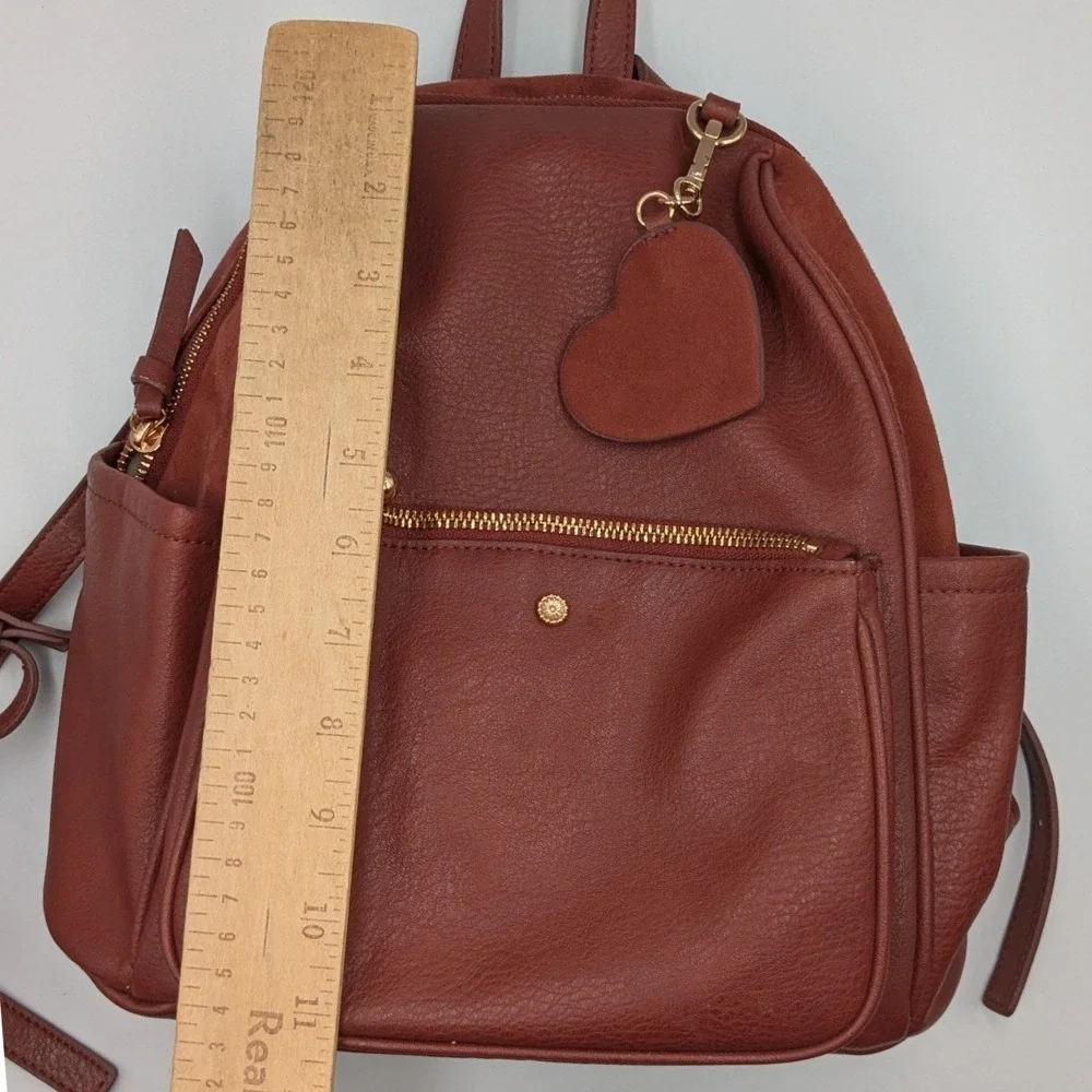 Lauren Conrad Vegan Leather Heart‎ Charm Backpack Burgundy Feminine Romantic